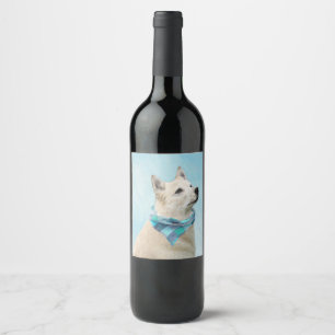 Rótulo De Garrafa De Cerveja Pintura Norueguesa de Buhund - Arte Cachorra Origi