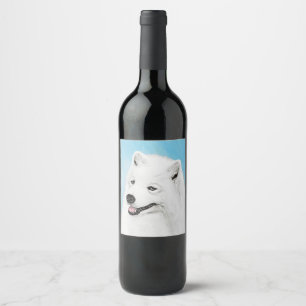 Rótulo De Garrafa De Cerveja Pintura Samoyed - Arte Cachorosa Original