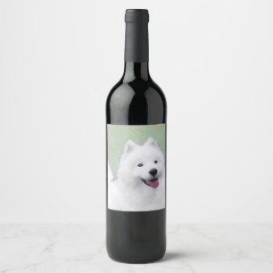 Rótulo De Garrafa De Cerveja Pintura Samoyed - Arte Cachorra Original