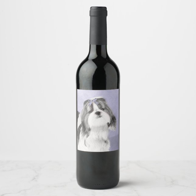 Rótulo De Garrafa De Cerveja Pintura Shih Tzu - Arte Cachorosa Original (Frente)