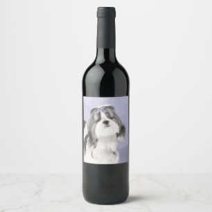 Rótulo De Garrafa De Cerveja Pintura Shih Tzu - Arte Cachorra Original