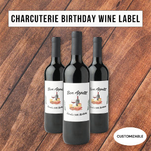 Rótulo De Garrafa De Cerveja Piquenique de Aniversário Minimalista com Charcuta