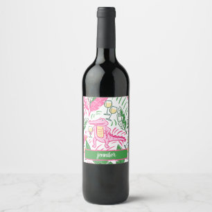 Rótulo De Garrafa De Cerveja Píquete Verde Cor-de-Rosa de Alligador Personaliza