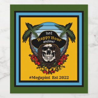 Rótulo De Garrafa De Cerveja Pirata Tropical Não é Happy Hour a Qualquer Moment