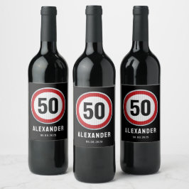 Rótulo De Garrafa De Cerveja Placa de Limite de Velocidade de 50º Aniversário -