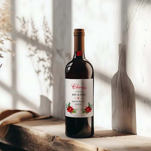 Rótulo De Garrafa De Cerveja Poinsettia Floral Buquê, Casamento (Criador carregado)