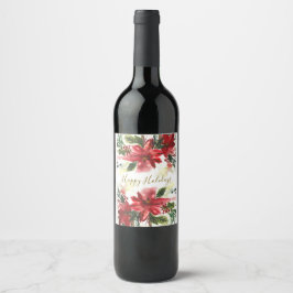 Rótulo De Garrafa De Cerveja Poinsettias Aquarela Pintadas à Mão