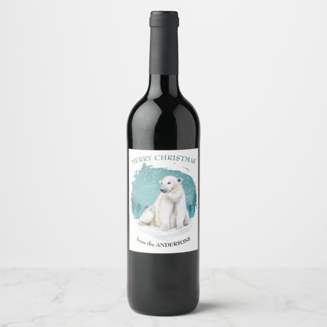 Rótulo De Garrafa De Cerveja Polar Bear Ártico Inverno (Frente)