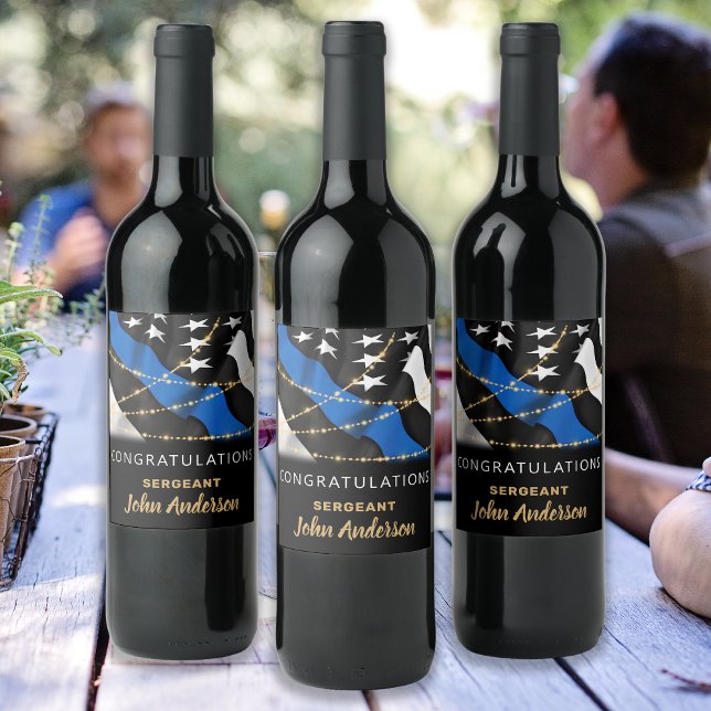 Rótulo De Garrafa De Cerveja Policial Parte Parabéns Dourados azuis (Criador carregado)