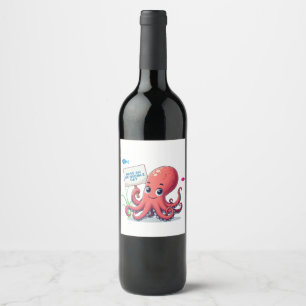 Rótulo De Garrafa De Cerveja Polvo de desenho animado com peixe