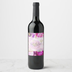 Rótulo De Garrafa De Cerveja Pops de Rosa e Roxo Casamento Floral Vibrante