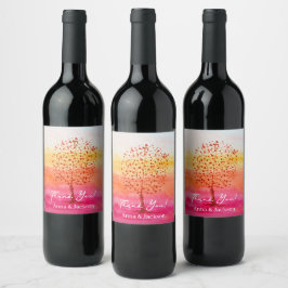 Rótulo De Garrafa De Cerveja Pôr do sol rosa aquarela pintado à mão Obrigado