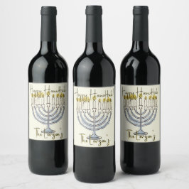 Rótulo De Garrafa De Cerveja Por Feriado Judeu Feliz Hanukkah Festivo Menorah