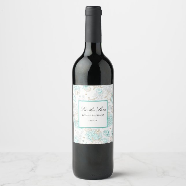 Rótulo De Garrafa De Cerveja Praia do Amor Marítimo Bebida de Casamento (Frente)