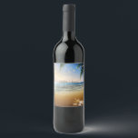 Rótulo De Garrafa De Cerveja Praia Tropical, Palmas, Sunset, Luzes<br><div class="desc">Casamento de praia.</div>