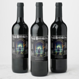 Rótulo De Garrafa De Cerveja Prateleiras de Livrarias Negra E Branca