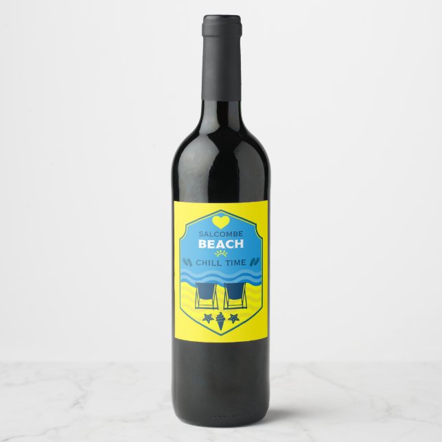 Rótulo De Garrafa De Cerveja Presente britânico na praia (Frente)