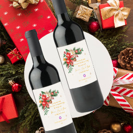 Rótulo De Garrafa De Cerveja Presente Corporativo Flores Vermelhas de Natal Flo