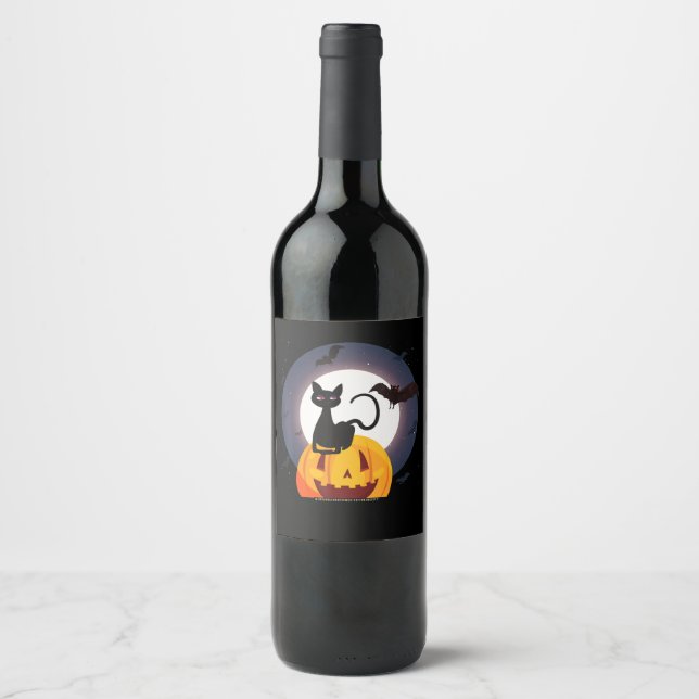 Rótulo De Garrafa De Cerveja Presente de aranha | Pumpkin Preto De Gato Hallowe (Frente)