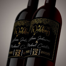 Presente de Casamento Personalizado Preto e Dourad