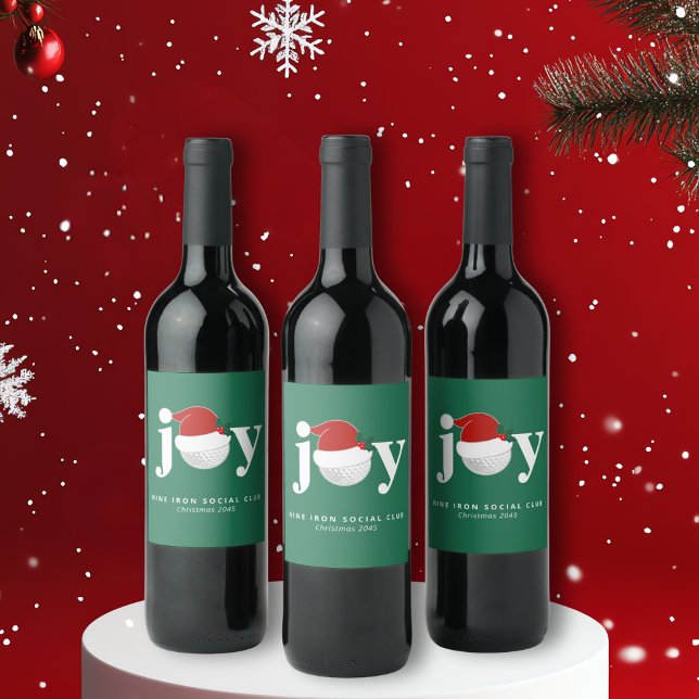 Rótulo De Garrafa De Cerveja Presente de Festa de Natal de Golfista Alegria Mod (Sleek modern label for holiday gifting 🍷
Add your name, club, or festive tagline.)