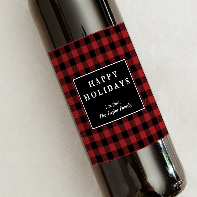 Rótulo De Garrafa De Cerveja Presente de Natal de Padrão de Xadrez de Buffalo V (Criador carregado)