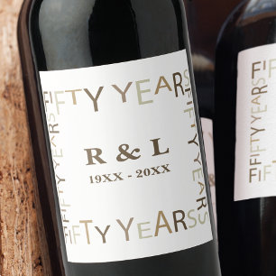 Rótulo De Garrafa De Cerveja Presente do 50º aniversário Dourado de casamento (