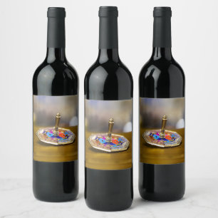 Rótulo De Garrafa De Cerveja Presente SlipperyJoe Hanukkah dreidel base octogon