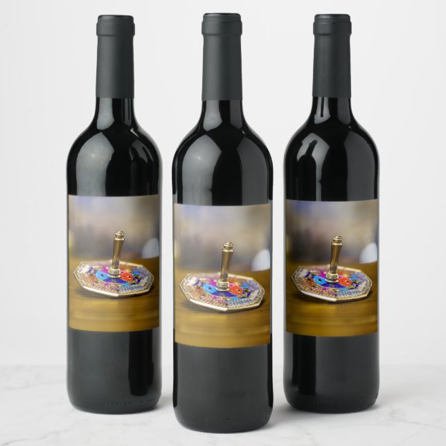 Rótulo De Garrafa De Cerveja Presente SlipperyJoe Hanukkah dreidel base octogon (Garrafas)