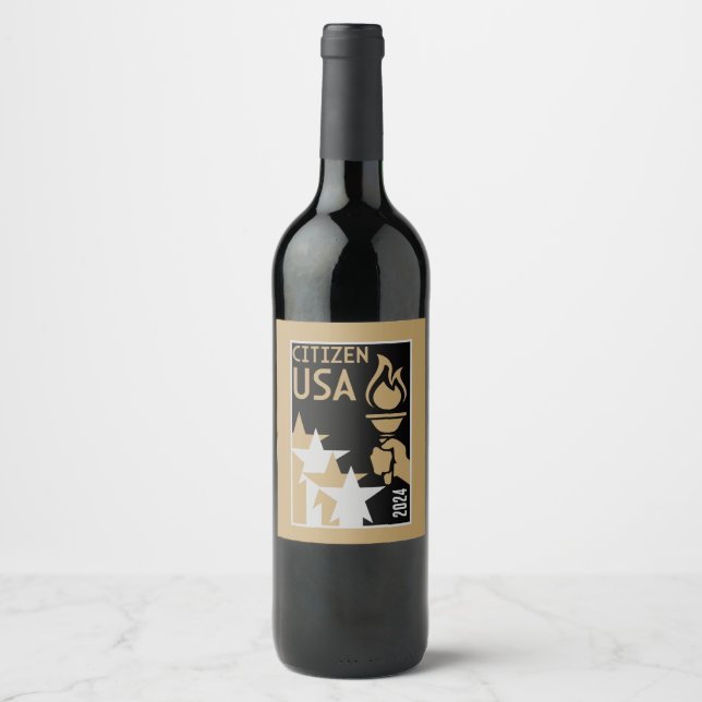 Rótulo De Garrafa De Cerveja Presentes de cidadania americana (Frente)