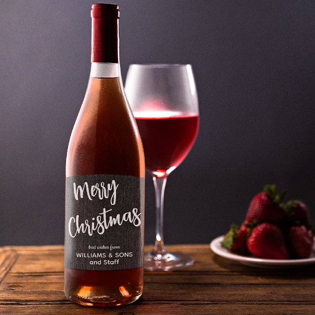 Rótulo De Garrafa De Cerveja Preto Denim Branco Script, Nome Comercial Conjunto (Criador carregado)