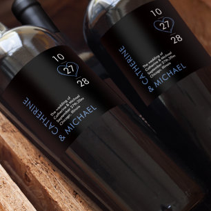 Rótulo De Garrafa De Cerveja Preto e Azul Elegante Minimalista Moderno