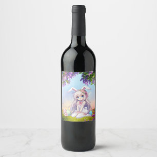 Rótulo De Garrafa De Cerveja primavera/Páscoa de coelhinho animado fofo