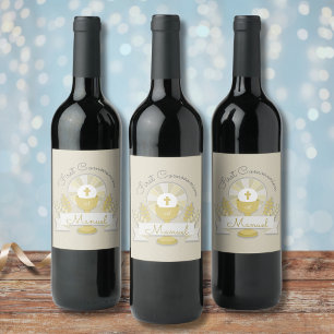 Rótulo De Garrafa De Cerveja Primeira comunhão, bege primeira comunhão