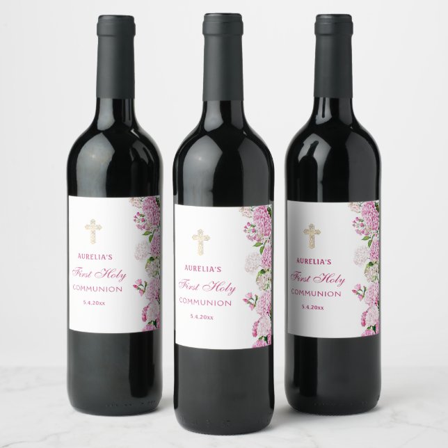 Rótulo De Garrafa De Cerveja Primeira Comunhão Hortênsia Rosa (Garrafas)