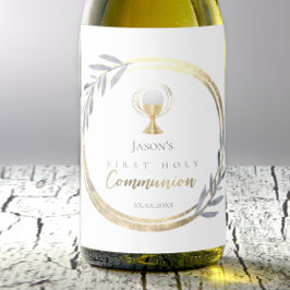 Rótulo De Garrafa De Cerveja Primeira espuma de ouro azul empoeirada da comuna