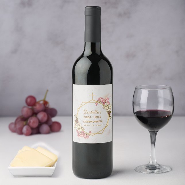 Rótulo De Garrafa De Cerveja Primeiro Sagrado Orquídeo Floral Dourado Marble (Criador carregado)