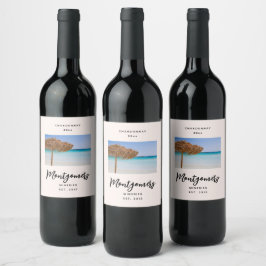 Rótulo De Garrafa De Cerveja Produção de Vinho de Praia Tropical Cênica
