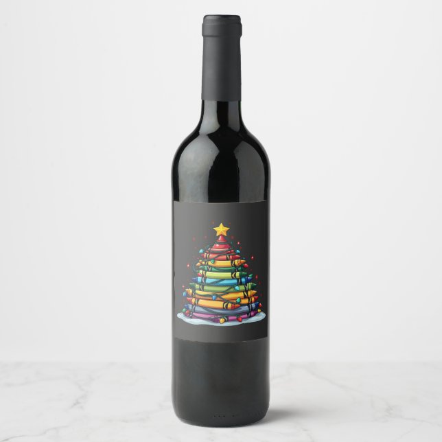 Rótulo De Garrafa De Cerveja Professor de Árvore de Natal Crayon Xmas (Frente)