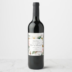 Rótulo De Garrafa De Cerveja Proposta branca elegante da madrinha de casamento