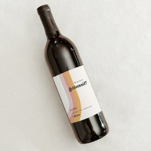 Rótulo De Garrafa De Cerveja Proposta da Rainbow Bridesmaid da Modern Retro 70