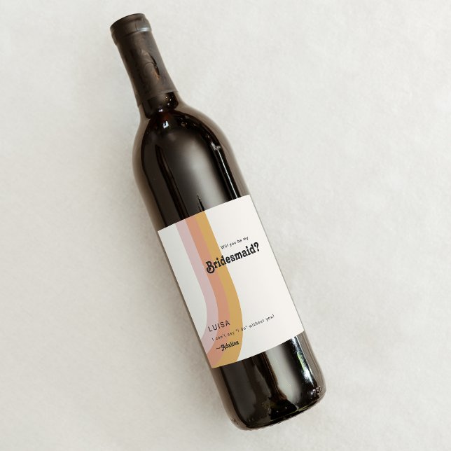 Rótulo De Garrafa De Cerveja Proposta da Rainbow Bridesmaid da Modern Retro 70 (Criador carregado)