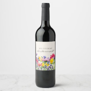 Rótulo De Garrafa De Cerveja Proposta de Damas de Honra com Flores Silvestres e
