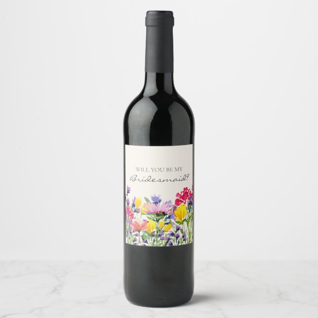 Rótulo De Garrafa De Cerveja Proposta de Damas de Honra com Flores Silvestres e (Frente)