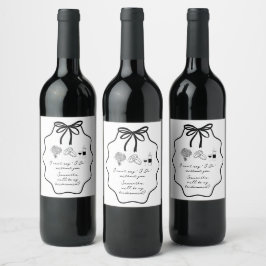 Rótulo De Garrafa De Cerveja Proposta de Damas de Honra Floral com Laço Desenha