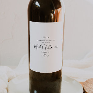 Rótulo De Garrafa De Cerveja Proposta de Madrinha de casamento Elegante Simples