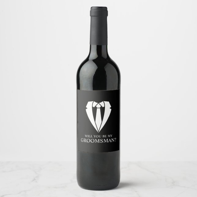 Rótulo De Garrafa De Cerveja Proposta de Padrinho de casamento de Casamento Neg (Frente)