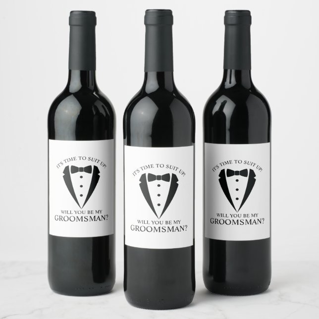 Rótulo De Garrafa De Cerveja Proposta de Padrinho de casamento de Terno Tuxedo  (Garrafas)