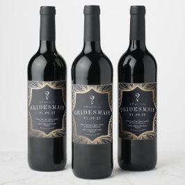 Rótulo De Garrafa De Cerveja proposta Dourada deco border bridesmaids