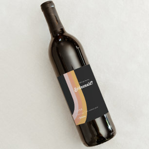 Rótulo De Garrafa De Cerveja Proposta moderna de Bridesmaid Arco-Íris Escuro de